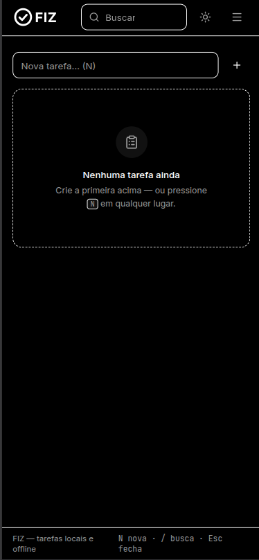 App Fiz no celular: nova tarefa e estado vazio